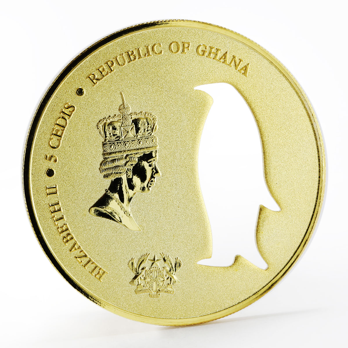 Ghana 5 cedis The King Penguin Silhouette gilded silver coin 2017