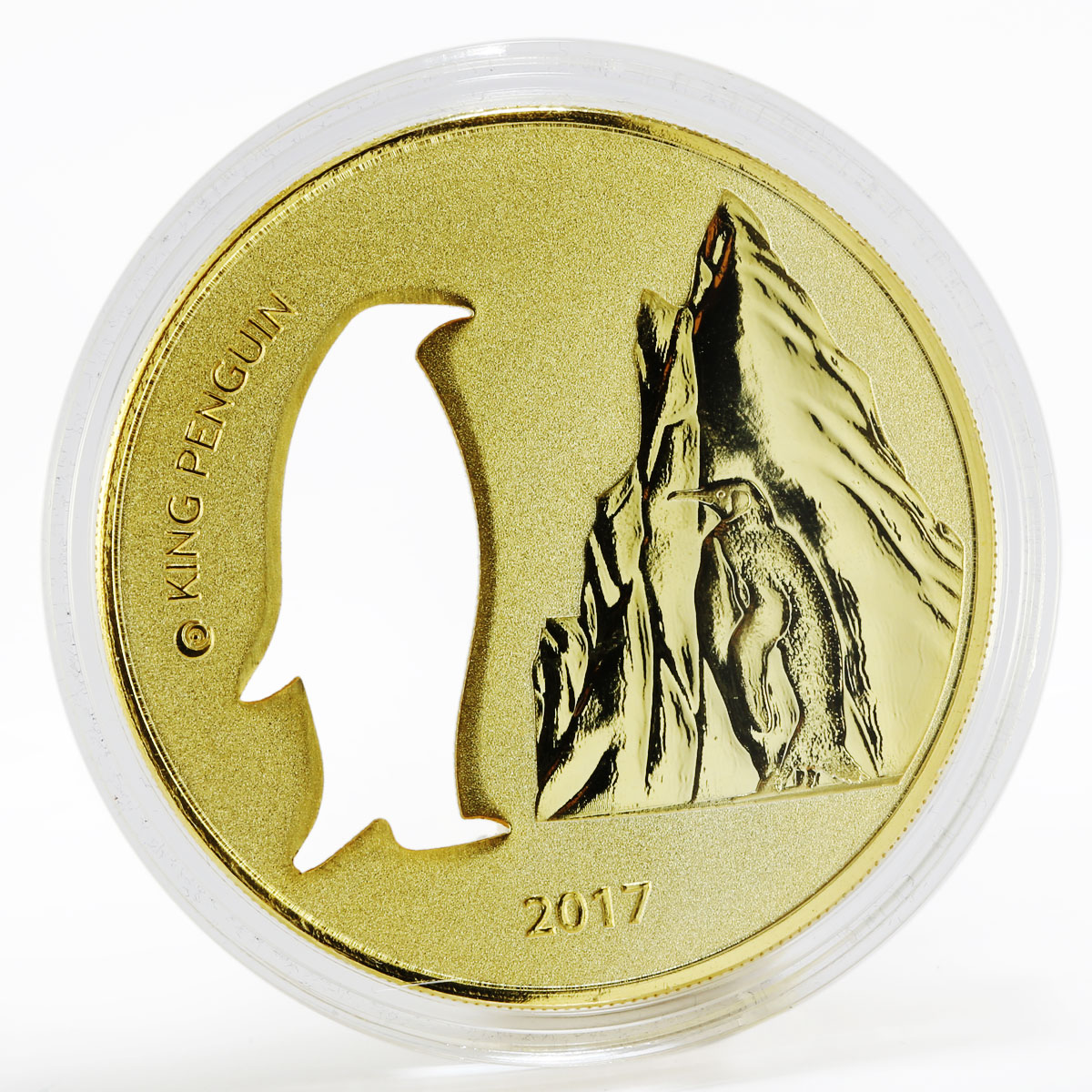 Ghana 5 cedis The King Penguin Silhouette gilded silver coin 2017