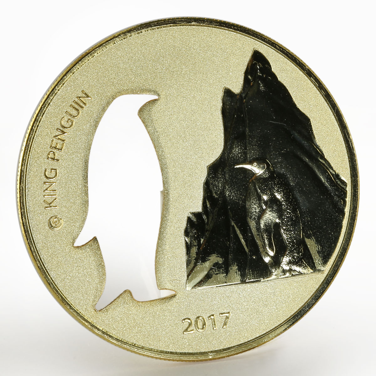 Ghana 5 cedis The King Penguin Silhouette gilded silver coin 2017