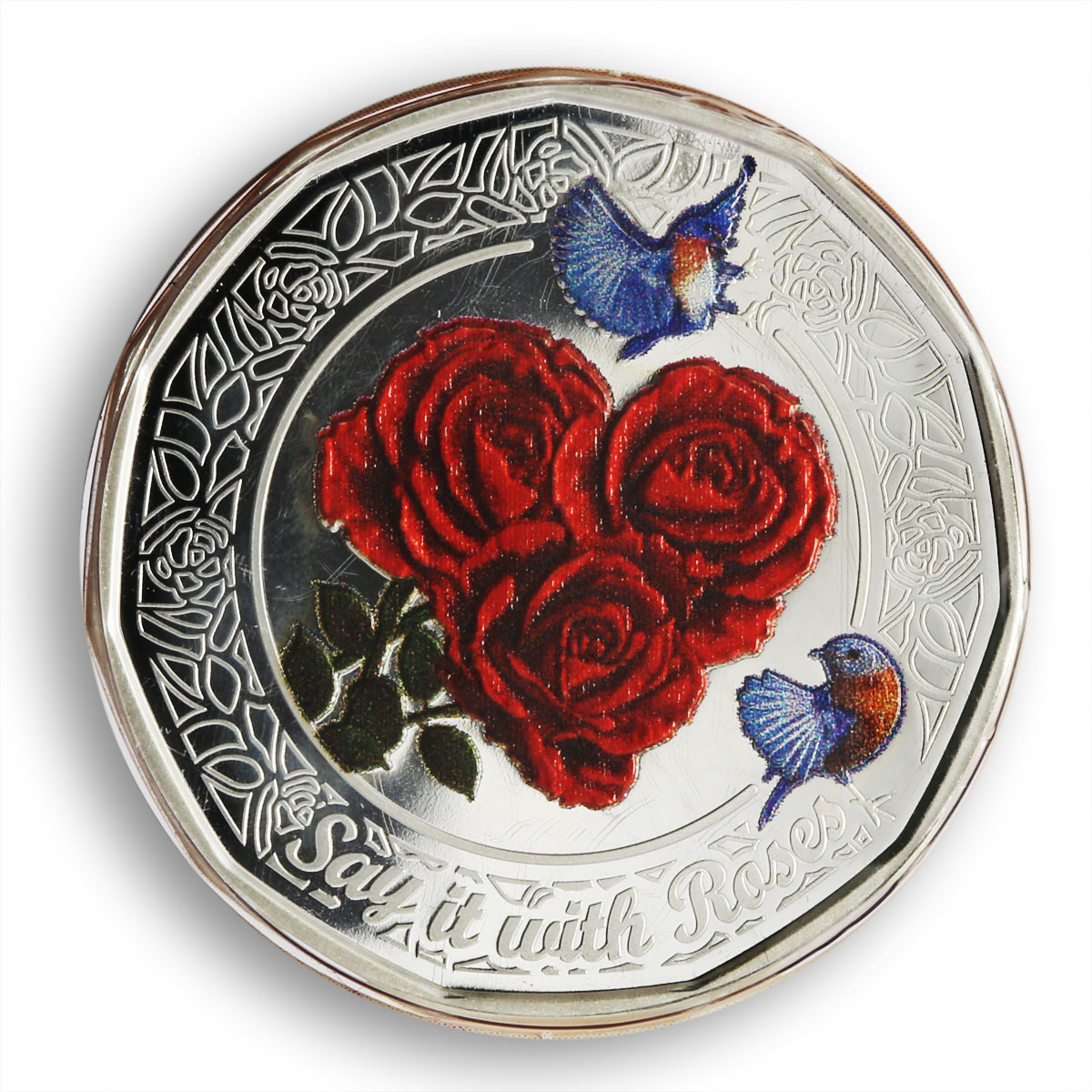 Cook Islands 1 dollar Say it with Roses colored proof silver coin 2011