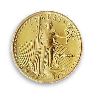 US 5 dollar Liberty In God We Trust Eagle Bullion gold coin 1/10 oz 1989