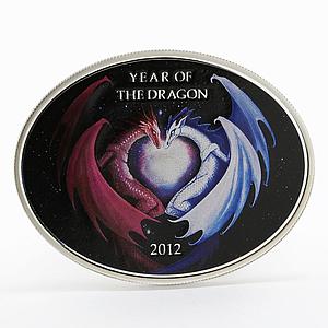 Niue 1 dollar Lunar Calendar Year of the Dragon Love colored silver coin 2012