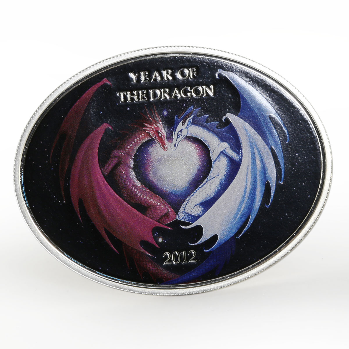 Cook Islands 1 dollar Lunar Calendar series Love Dragon colored silver coin 2012