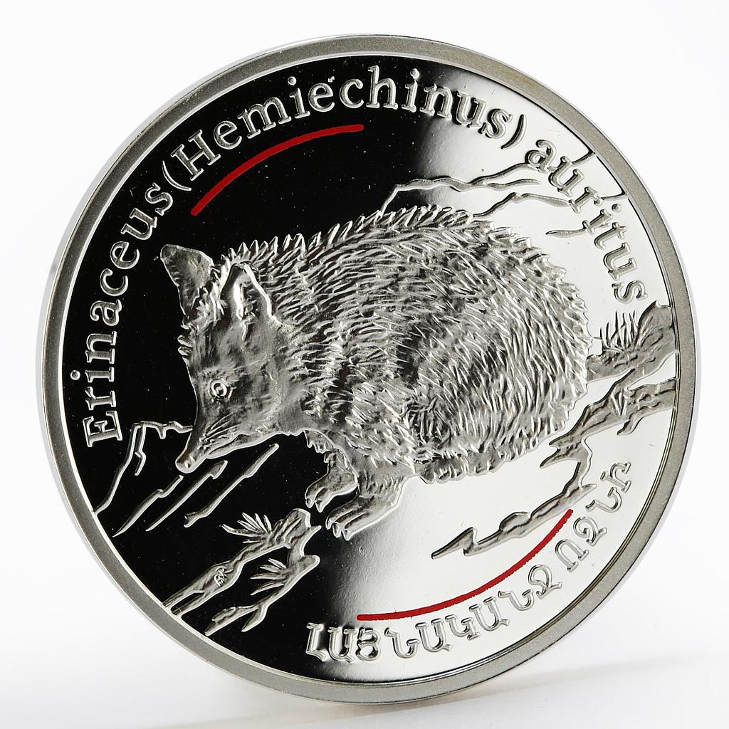 Armenia 100 dram Caucasus Wild series The Wide - Eared Hedhehog silver coin 2006