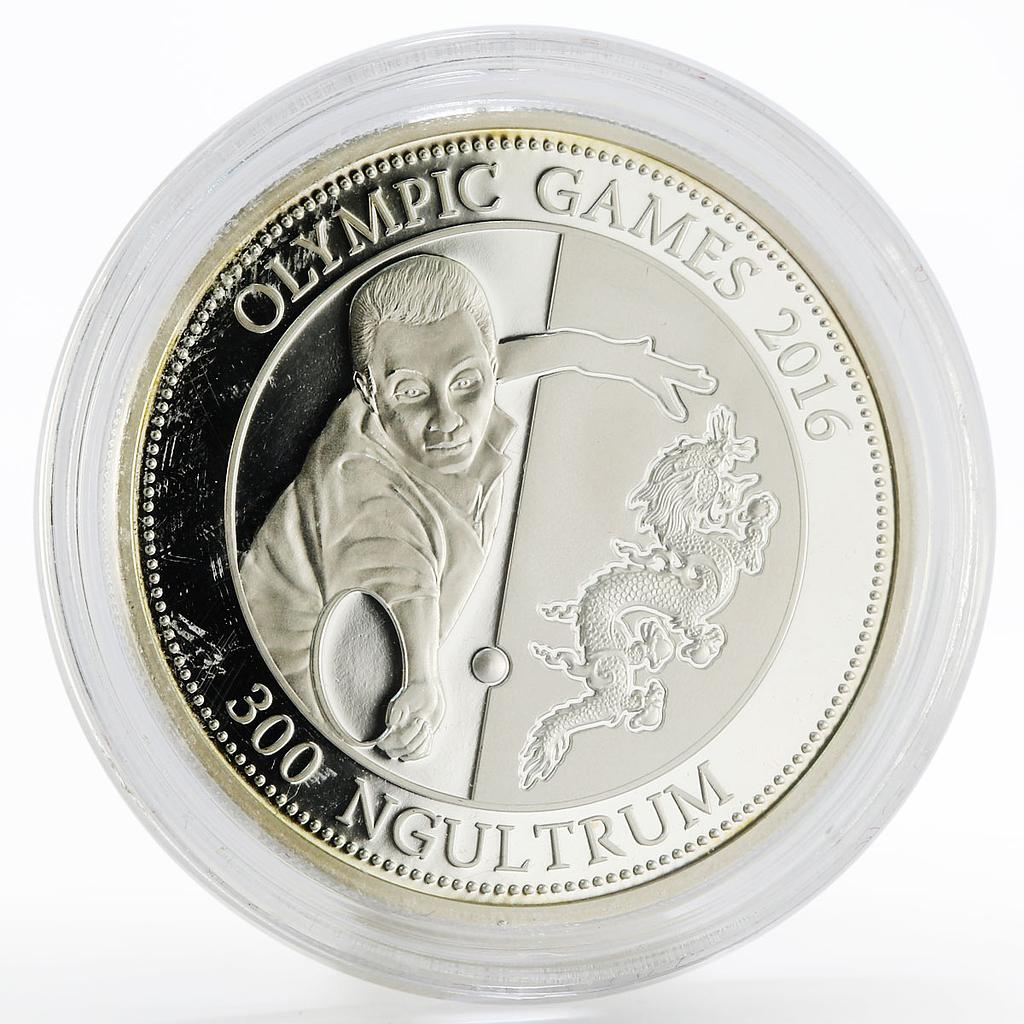 Bhutan 300 ngultrums Beijing Olympic Games Table Tennis silver coin 2013