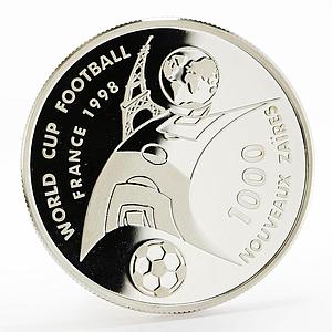 Zaire 1000 zaires Football World Cup in France proof silver coin 1997
