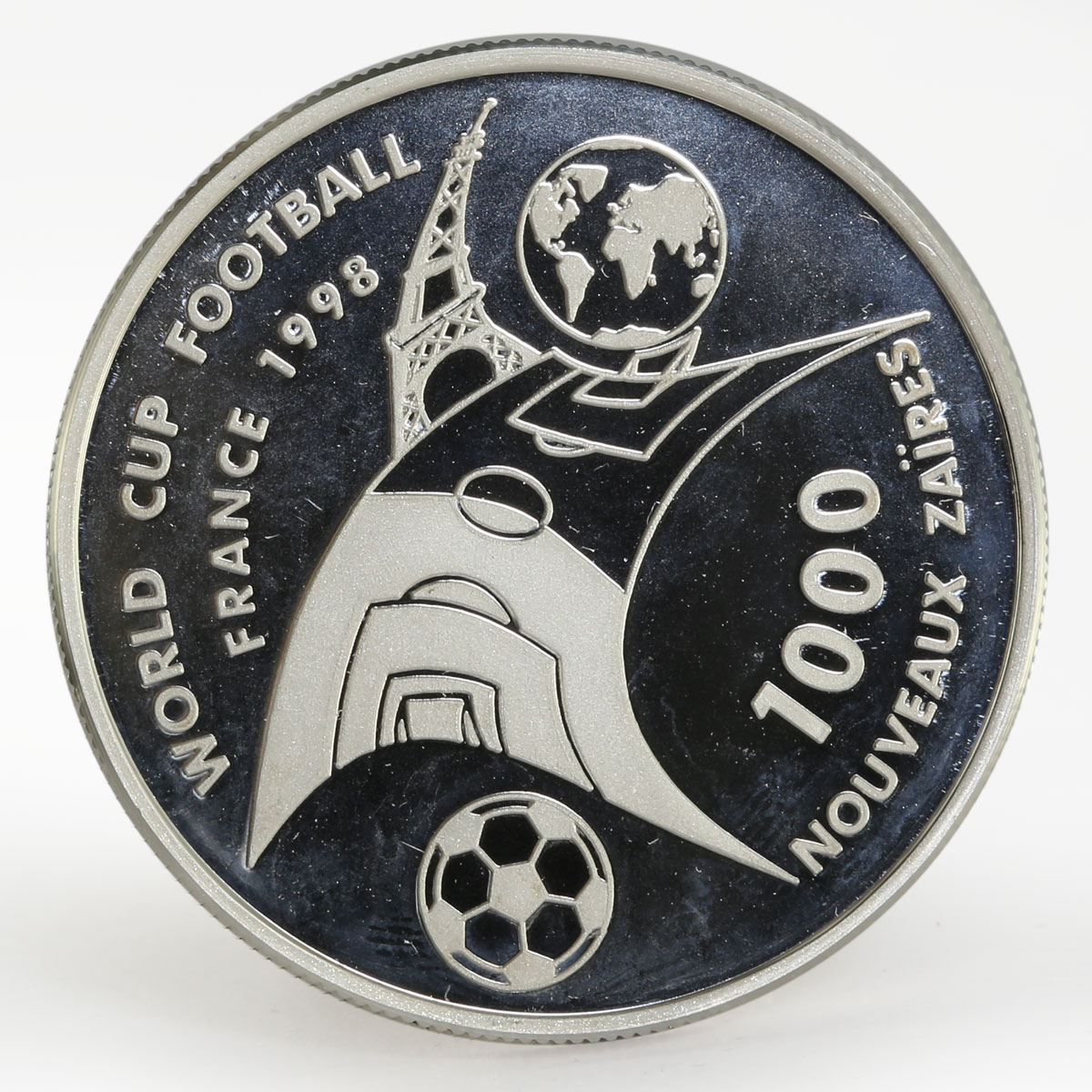 Zaire 1000 zaires Football World Cup in France proof silver coin 1997