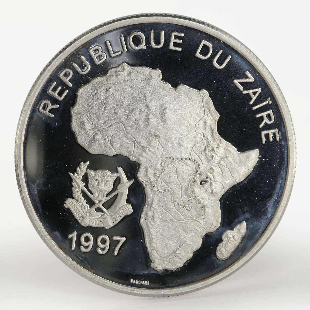 Zaire 1000 zaires Football World Cup in France proof silver coin 1997