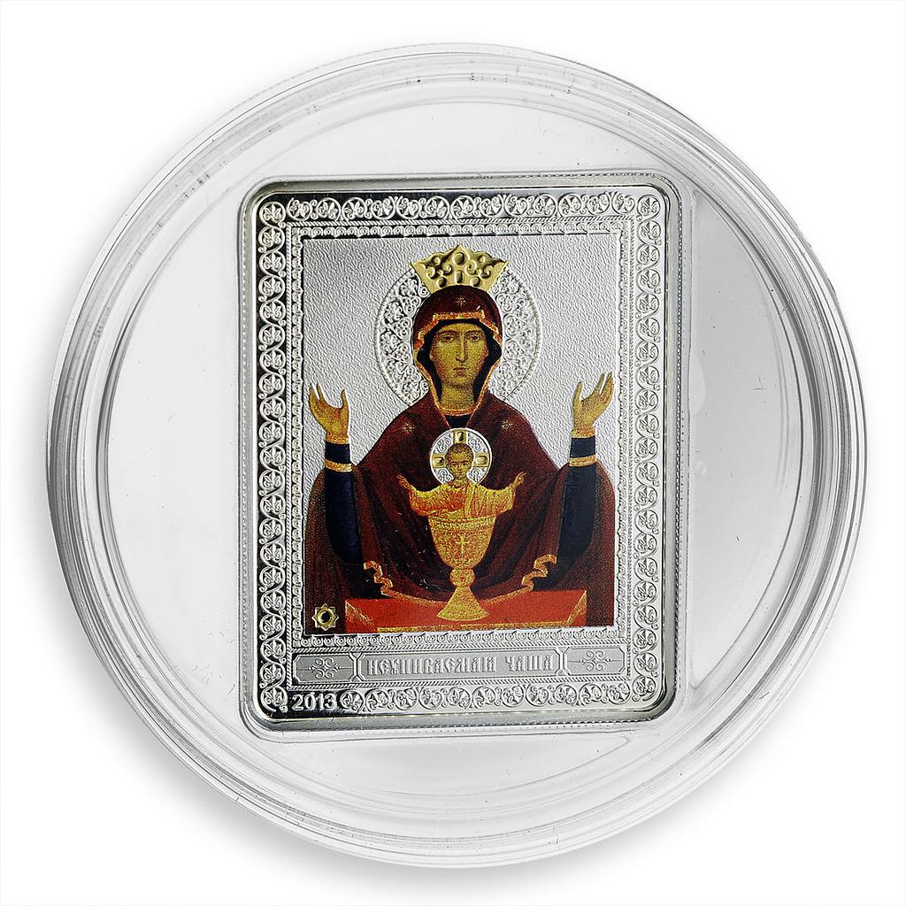 Cook Islands 5 dollars Russian Icons Neupivaemaya Chalice silver coin 2013