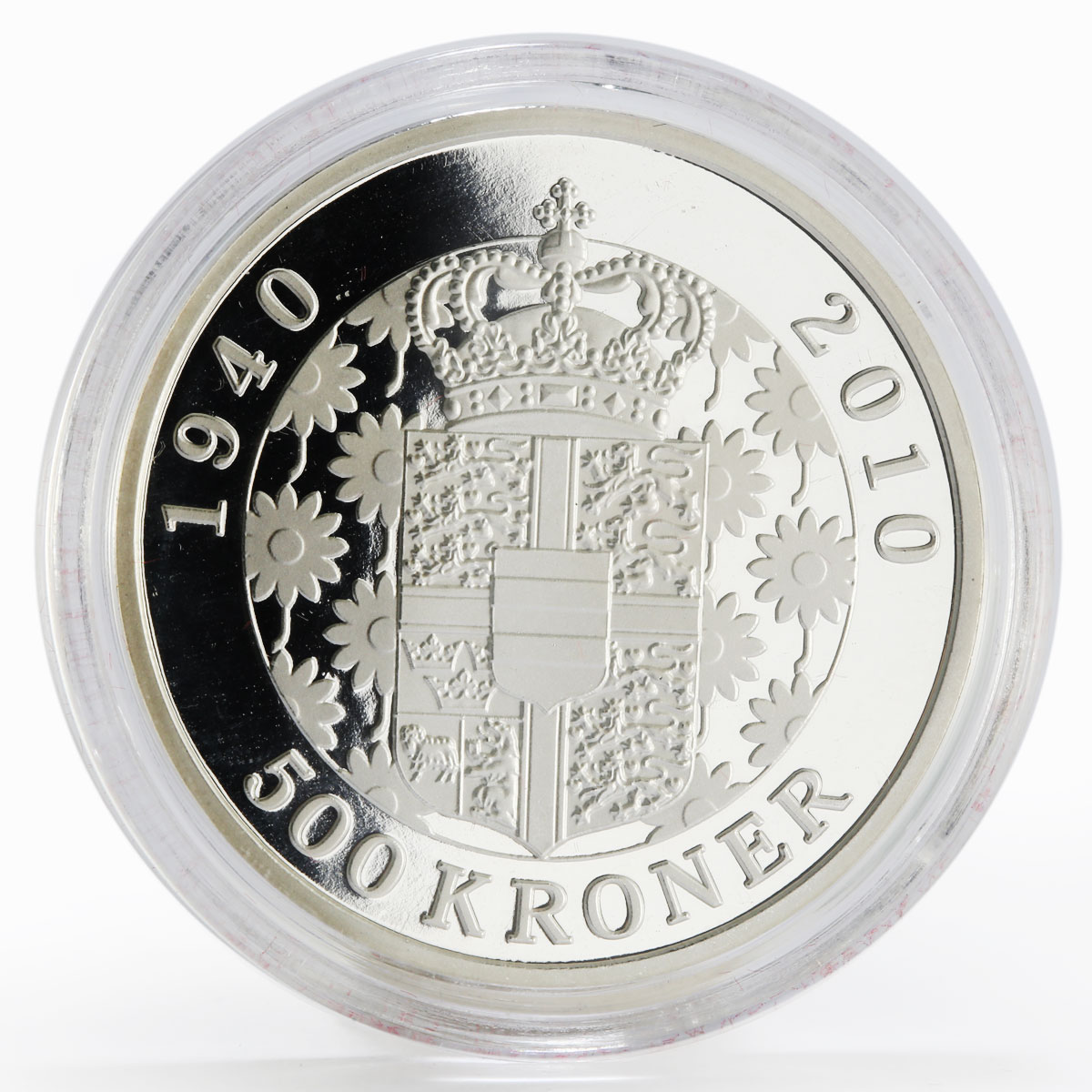 Denmark 500 kroner 70th Birthday of Margarethe II proof silver coin 2010
