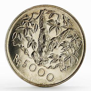 Indonesia 5000 rupiah Animal series Orangutan  silver coin 1974