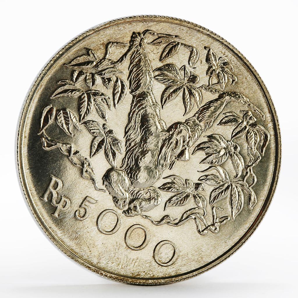 Indonesia 5000 rupiah Animal series Orangutan  silver coin 1974