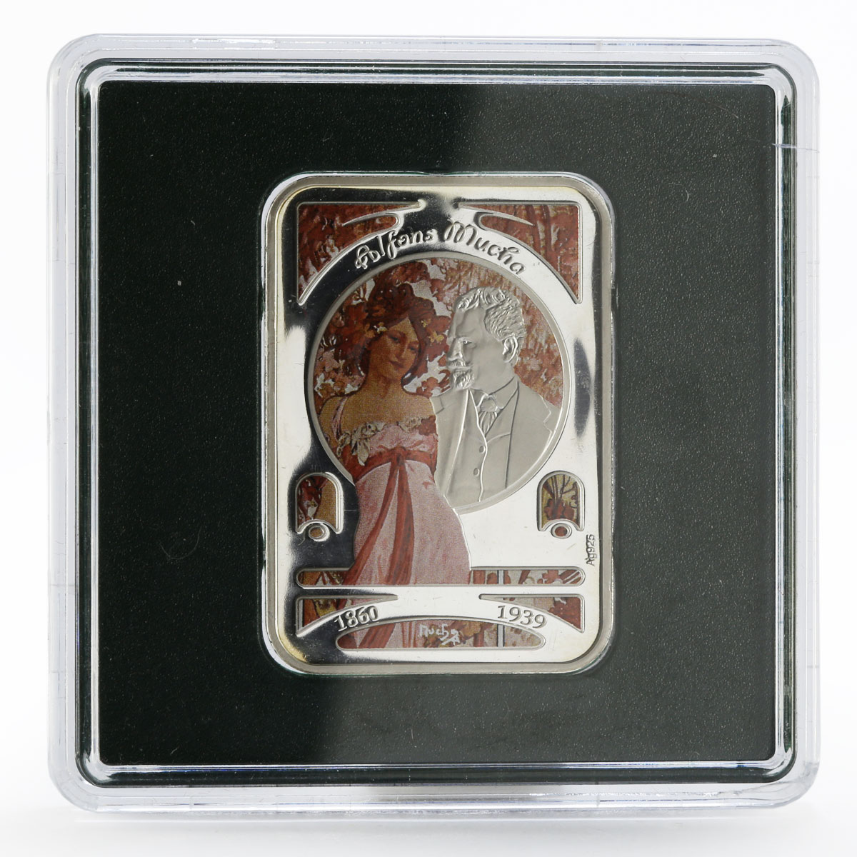 Niue 1 dollar Painters of the World series Alphonse Mucha proof silver coin 2010