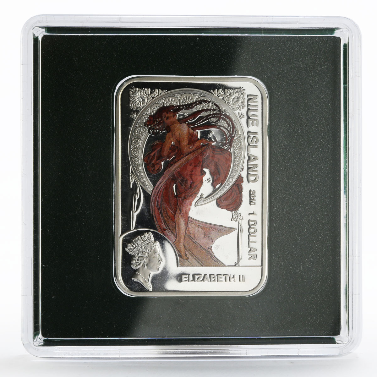 Niue 1 dollar Painters of the World series Alphonse Mucha proof silver coin 2010