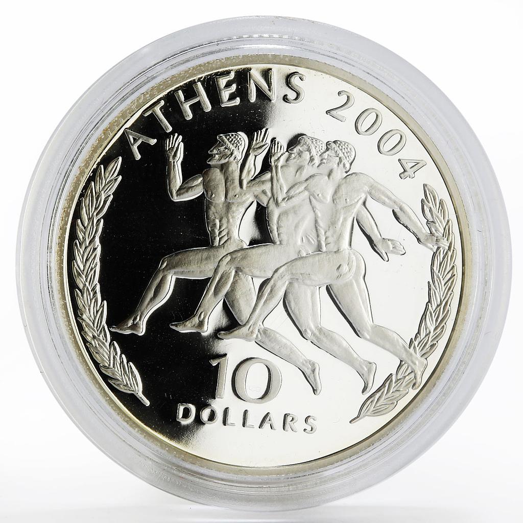 Liberia 10 dollars Athens Olympic Games Running proof silver coin 2004