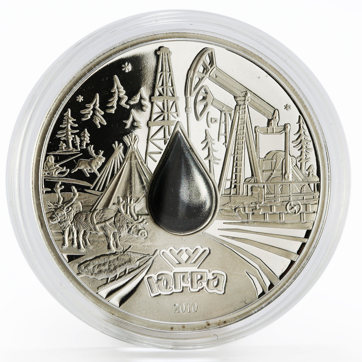Cook Island 5 dollars Ugra A Drop of Oil Yurts in Taiga proof silver coin 2010