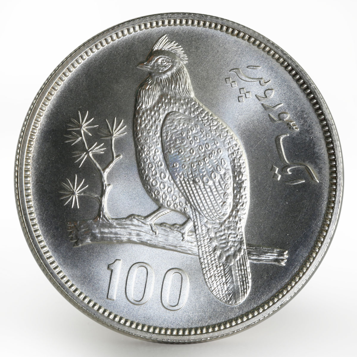 Pakistan 100 rupees Conservation series Tropogan Pheasant proof silver coin 1976