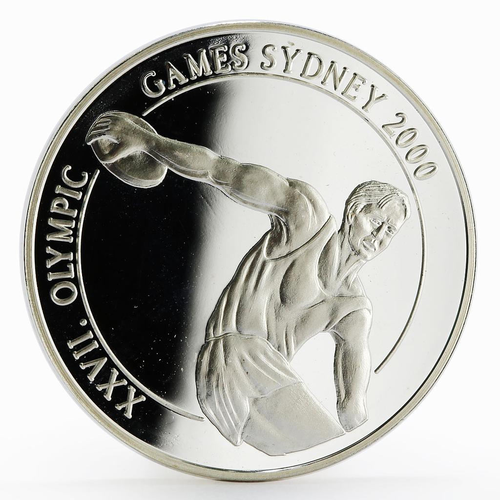 Zambia 1000 kwacha Sydney Olympic Games Discus Throwing proof silver coin 1999