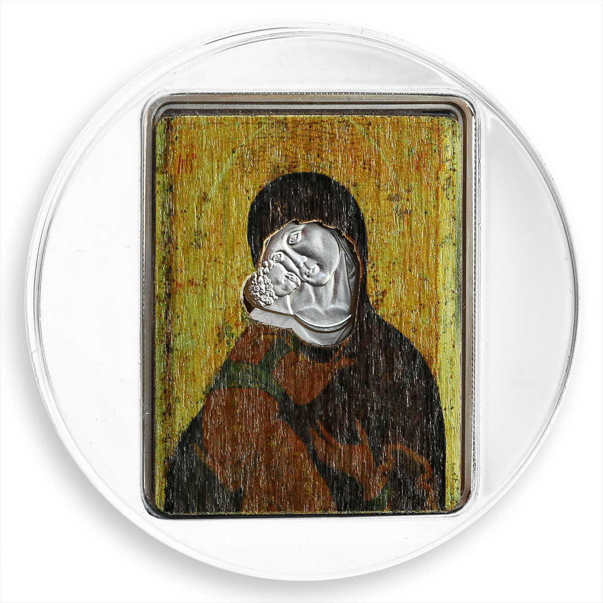 Cook Islands 5 dollars A. Rublev Theotokos of Vladimir Gilded Coloured Wood 2008