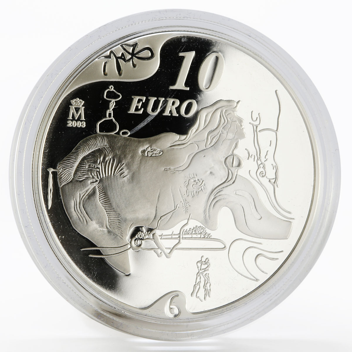 Spain 10 euro 100th Birth Anniversary of Salvador Dali proof silver coin 2004