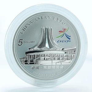 Cook Islands 5 dollars China-Asean Expo coloured silver coin 2004