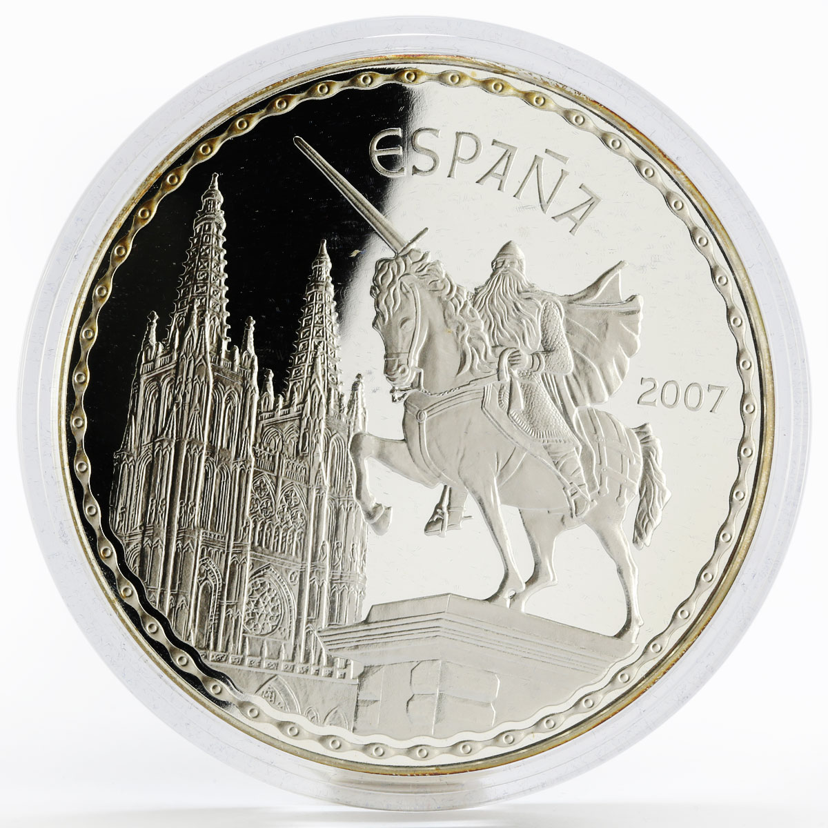 Spain 50 euro Burgos Cathedral and The Cavalier proof silver coin 2007