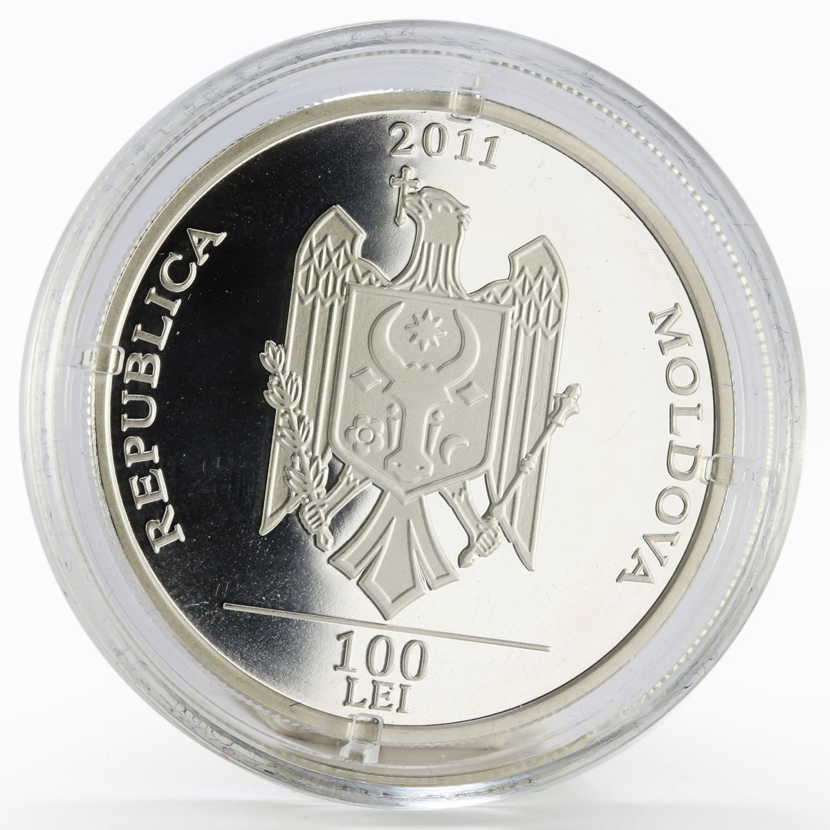Moldova 100 lei 575 Years of the First Record of Chisinau proof silver coin 2011