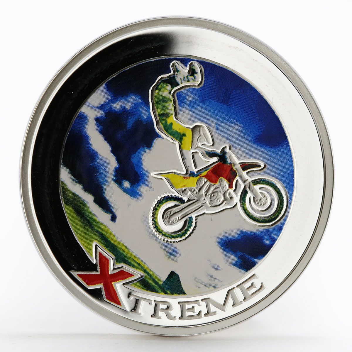 Andorra 10 diners Extreme Sports Freestyle Motocross colored silver coin 2008