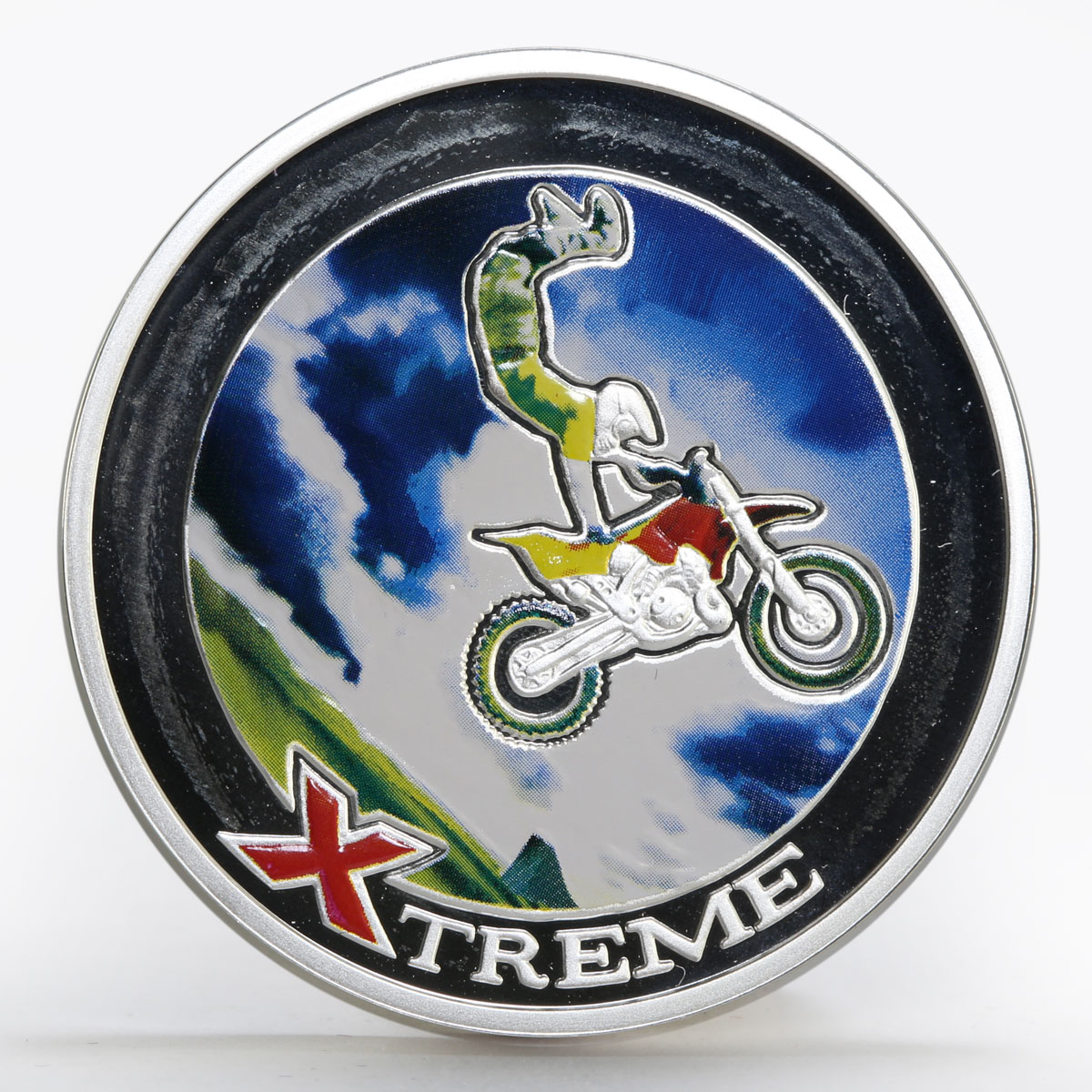 Andorra 10 diners Extreme Sports Freestyle Motocross colored silver coin 2008