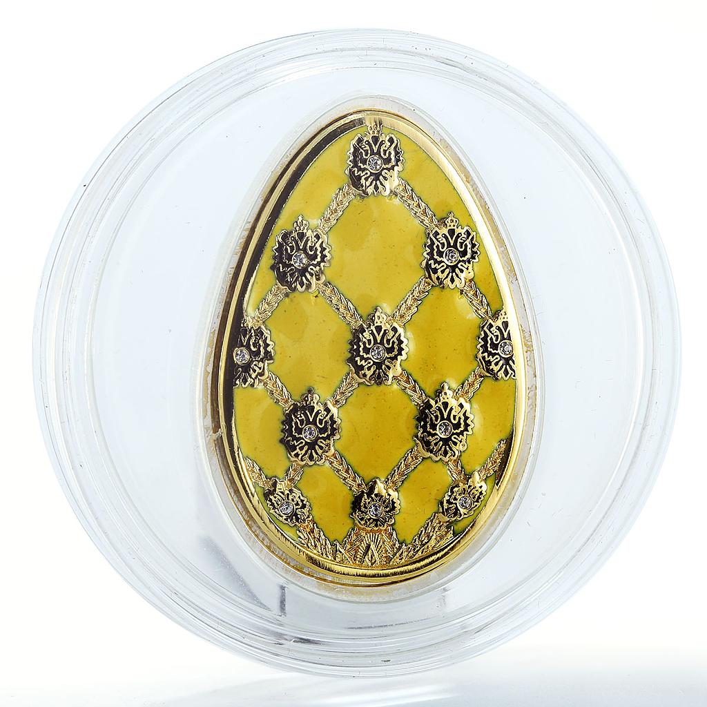 Cook Islands 5 dollars Imperial Faberge in Cloisonne Yellow Egg silver coin 2010