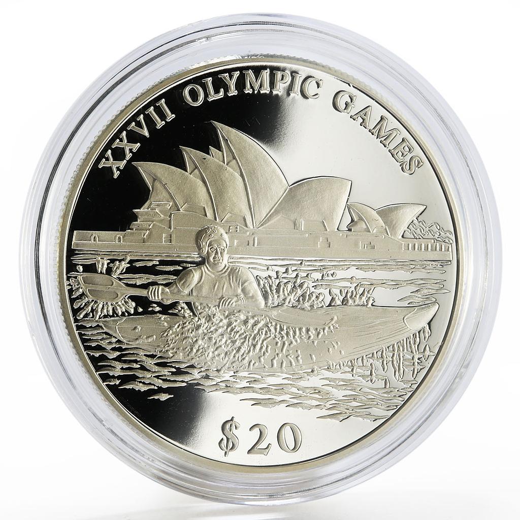 Liberia 20 dollars Athens Olympic Games series Rowing proof silver coin 2004