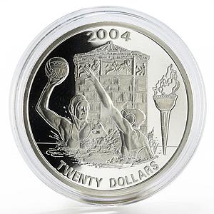 Liberia 20 dollars Athens Olympic Games series Water Polo proof silver coin 2004