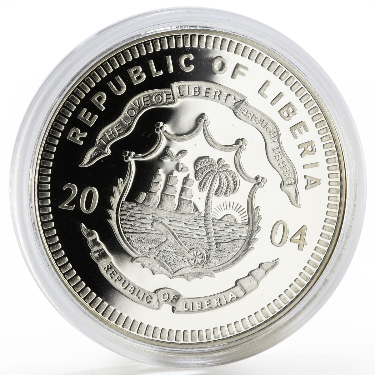 Liberia 20 dollars Johannes Gutenberg The First Book Printer silver coin 2004