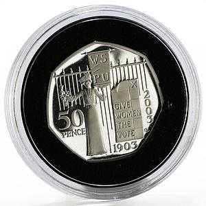 Britain 50 pence WSPU series Give Women the Vote proof silver coin 2009