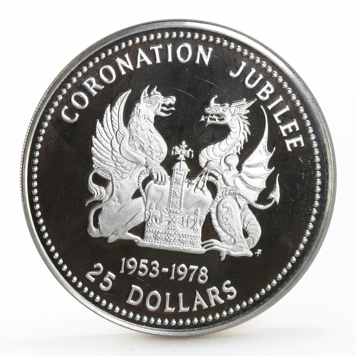 British Virgin Islands 25 dollars Coronation Jubilee silver coin 1978