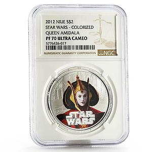 Niue 2 dollars Star Wars Queen Amidala PF-70 NGC colored proof silver coin 2012