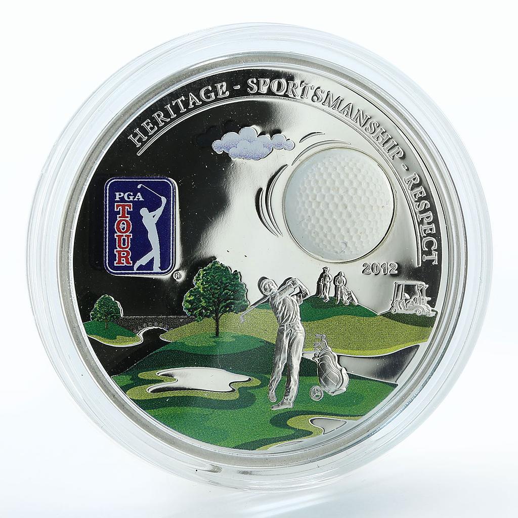 Cook Islands 5 dollars PGA Tour Golf ball silver proof coin 2012