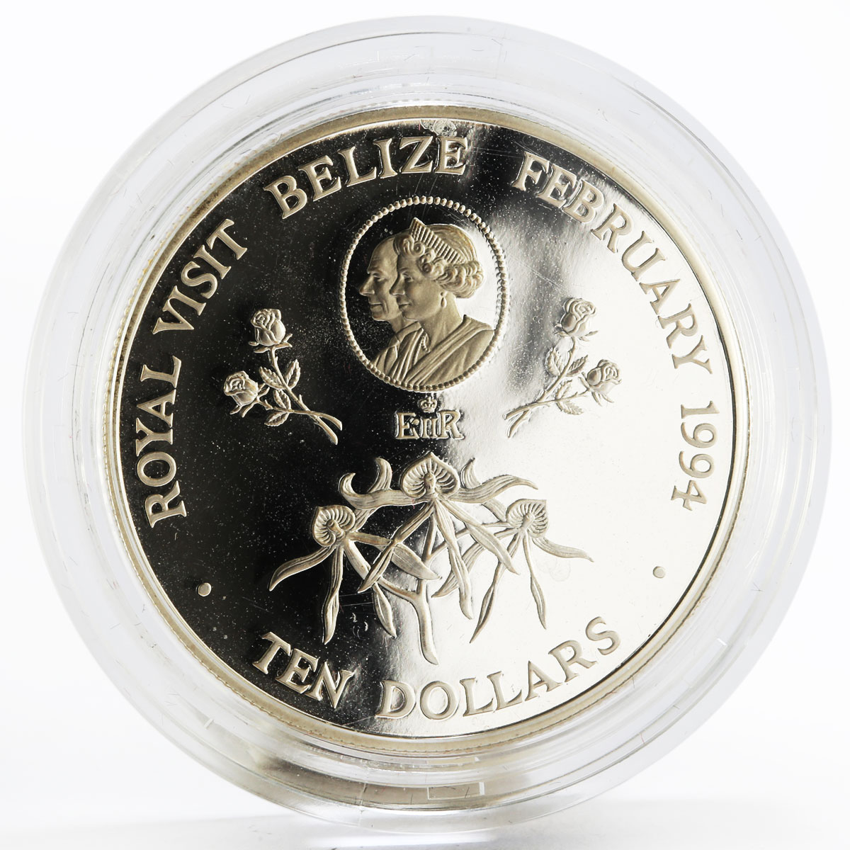 Belize 10 dollars Royal Visit proof silver coin 1994