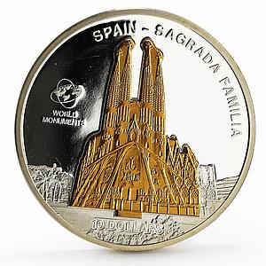 Cook Islands 10 dollars World Monuments series Sagrada Familla silver coin 2009