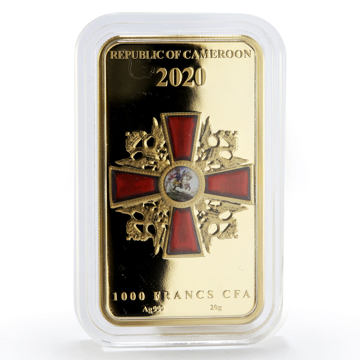 Cameroon 1000 francs Saint Alexander Nevsky colored silver coin 2020