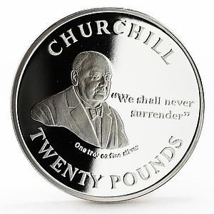 Gibraltar 20 pounds Sir Winston Churchill Portrait silver coin 2013