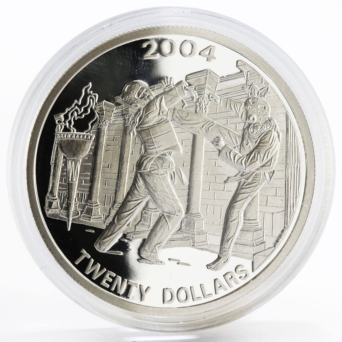 Liberia 20 dollars Athens Olympic Games series Taekwondo proof silver coin 2004