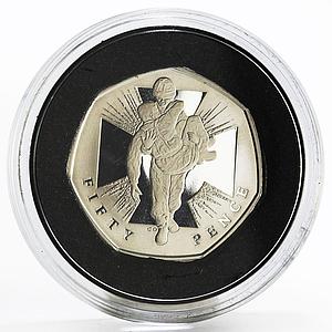 Britain 50 pence The Wounded Soldier proof silver coin 2009