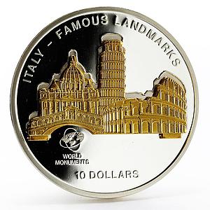 Cook Islands 10 dollars World Monuments Italian Landmarks silver coin 2011