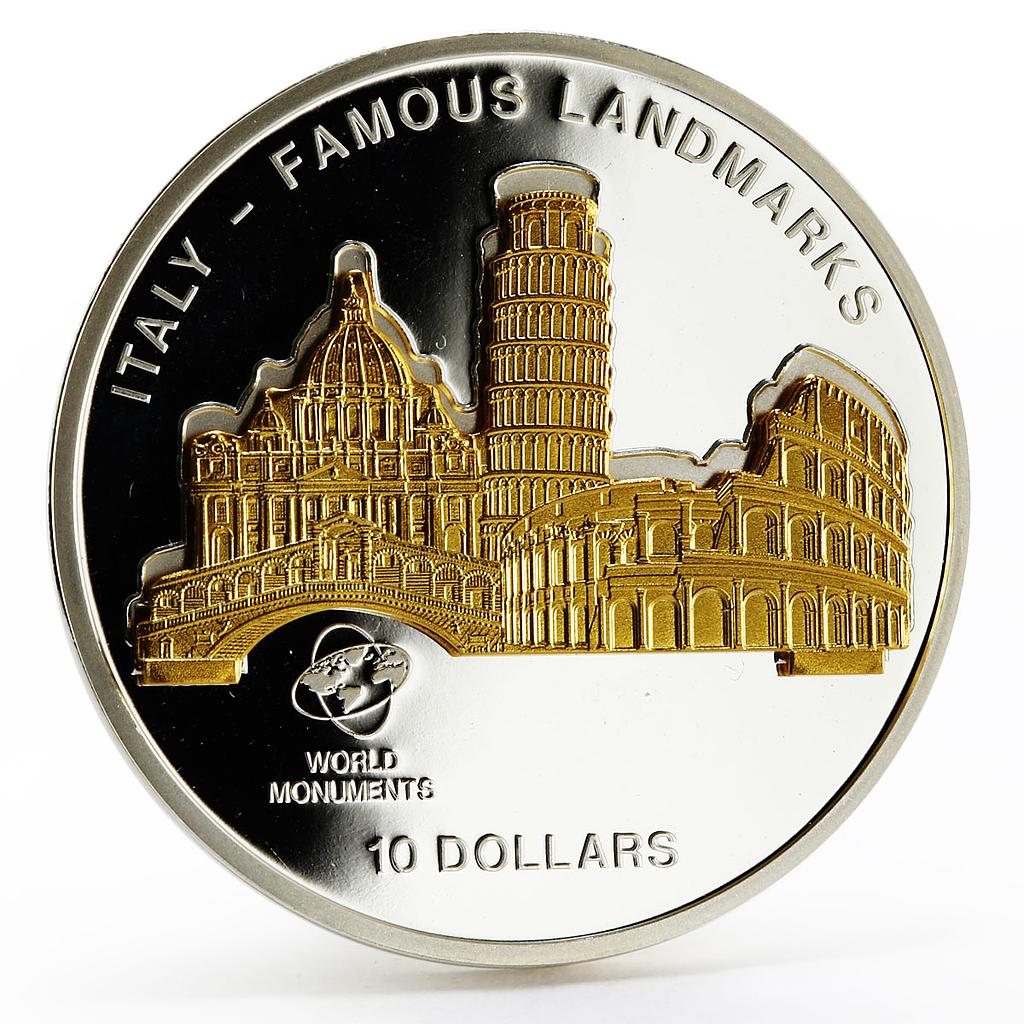 Cook Islands 10 dollars World Monuments Italian Landmarks silver coin 2011