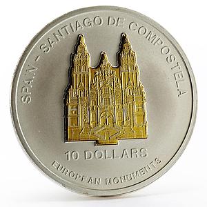 Nauru 10 dollars European Monuments Santiago de Compostela silver coin 2006