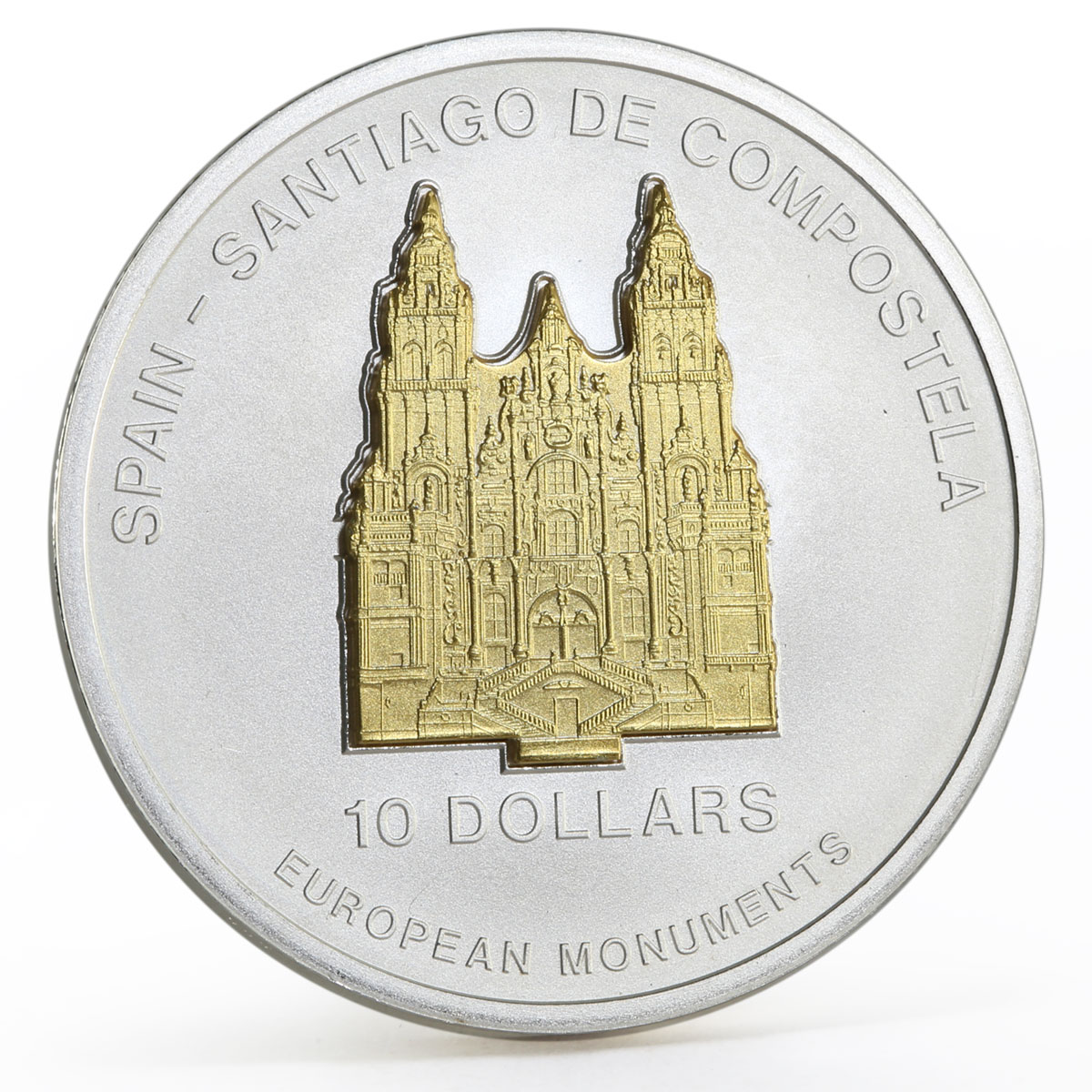 Nauru 10 dollars European Monuments Santiago de Compostela silver coin 2006