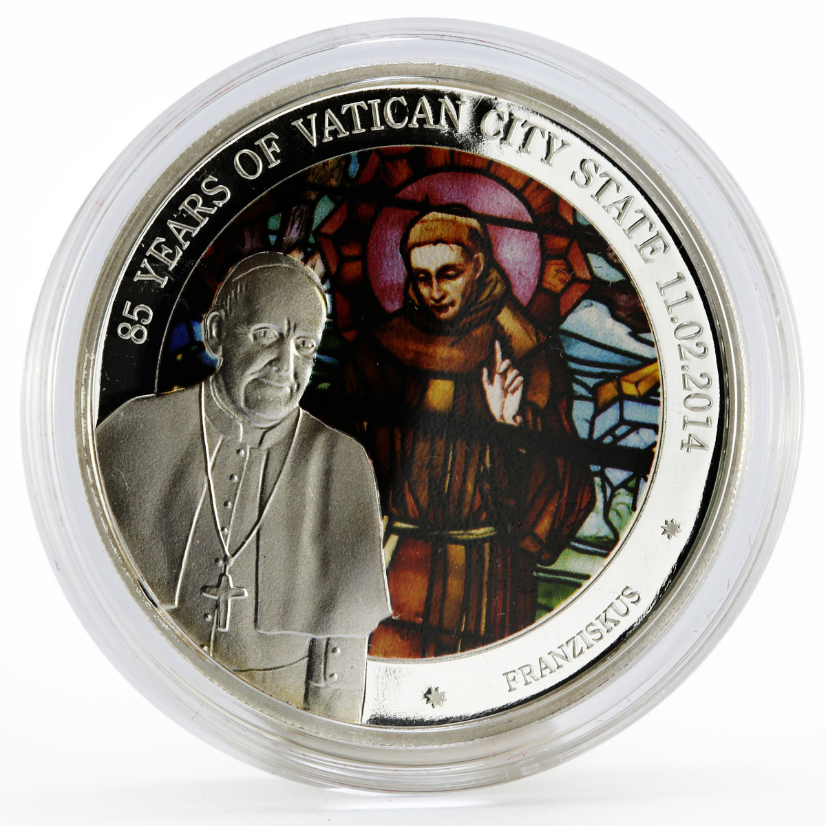 Benin 500 francs 85 Years of Vatican State Pope Franziskus silver coin 2014