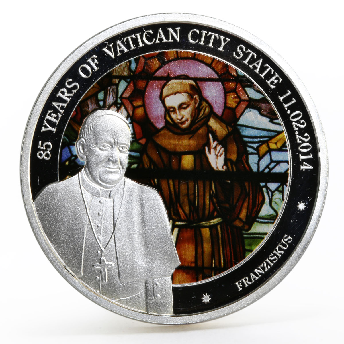 Benin 500 francs 85 Years of Vatican State Pope Franziskus silver coin 2014