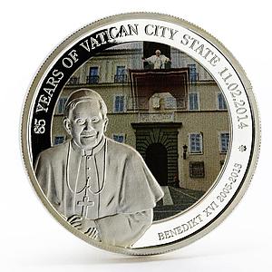 Benin 500 francs 85 Years of Vatican State Pope Benedict XVI silver coin 2014